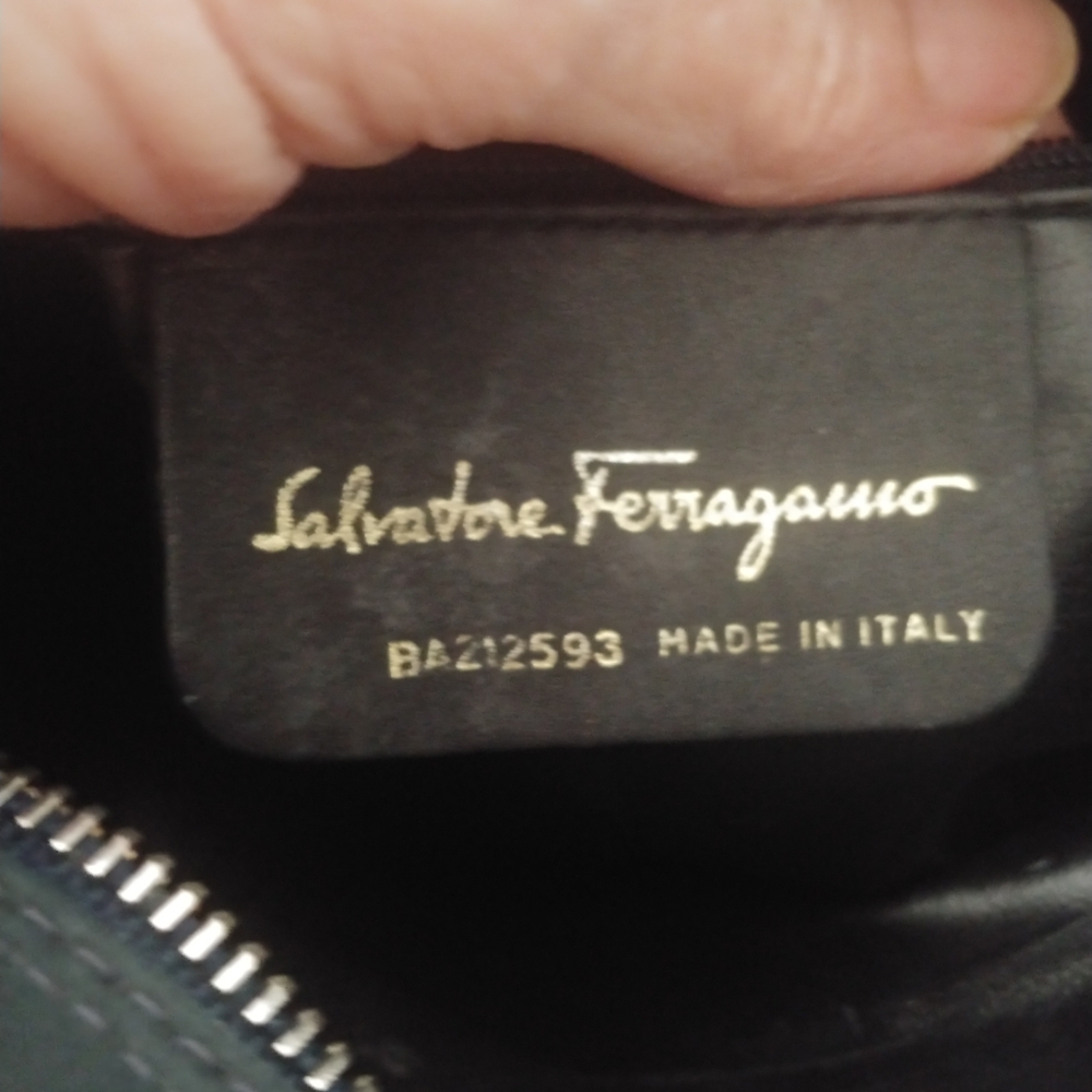 Ferragamo Black Suede Bag with Gold Accents - Picture 11 of 15